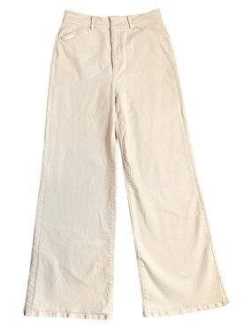 ANN TAYLOR The Trouser off white/cream cotton/spandex blend wide leg jeans sz 6
